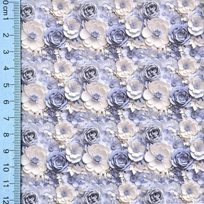 Blue and White 3D Floral Artisan Leatherette