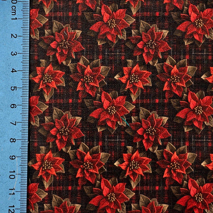 Poinsetta on Tartan Artisan Leatherette