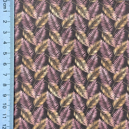 Pink & Gold Leaves Artisan Leatherette
