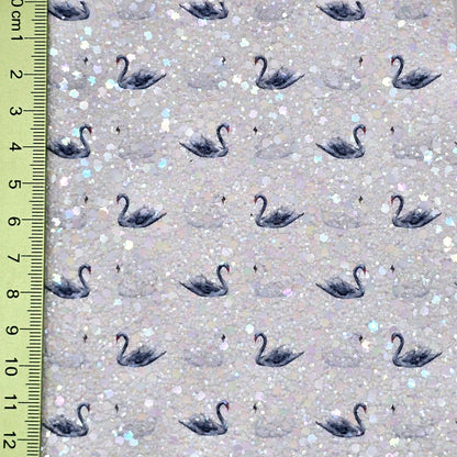 Black & White Swans Chunky Glitter