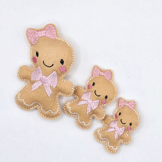 Gingerbread with Pink Bows  Stuffies / Strip of 2