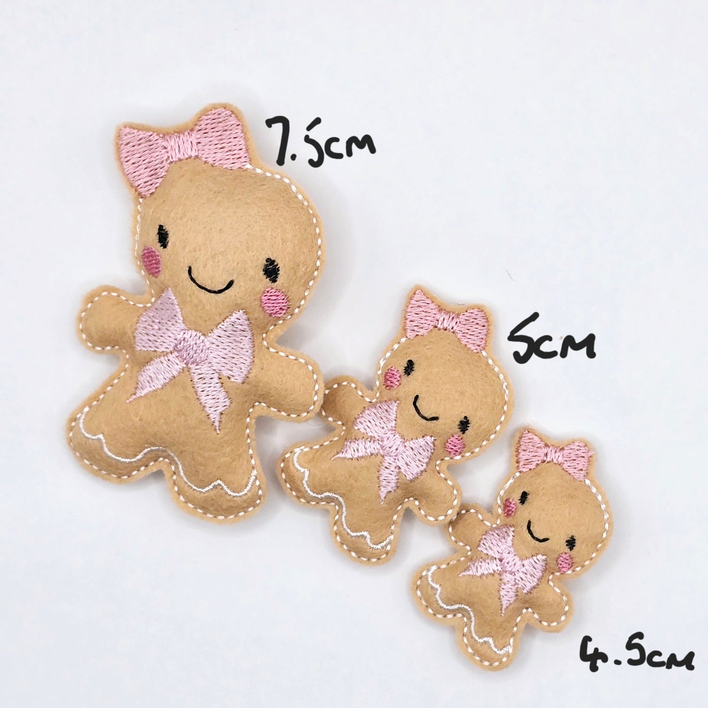 Gingerbread with Pink Bows  Stuffies / Strip of 2