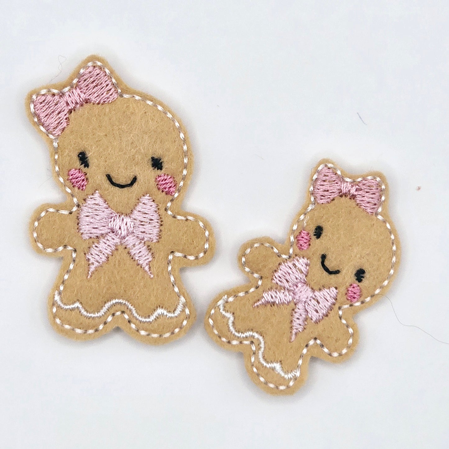 Gingerbread with Pink Bows  Felties / Strip of 3