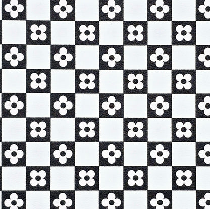 Checkered Simple Flower Artisan Leatherette