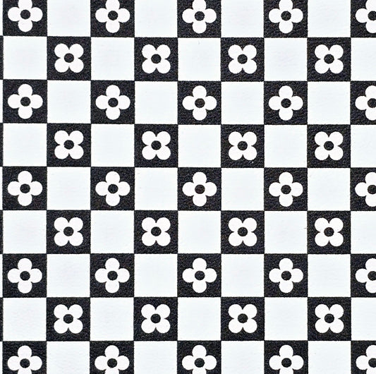Checkered Simple Flower Artisan Leatherette