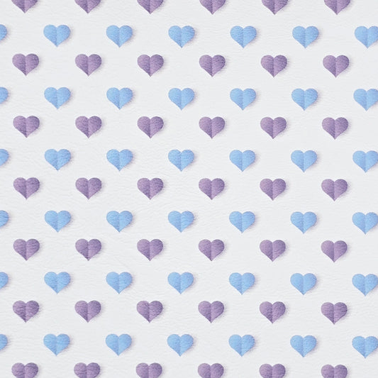 Blue and Lilac Paper Hearts Artisan Leatherette