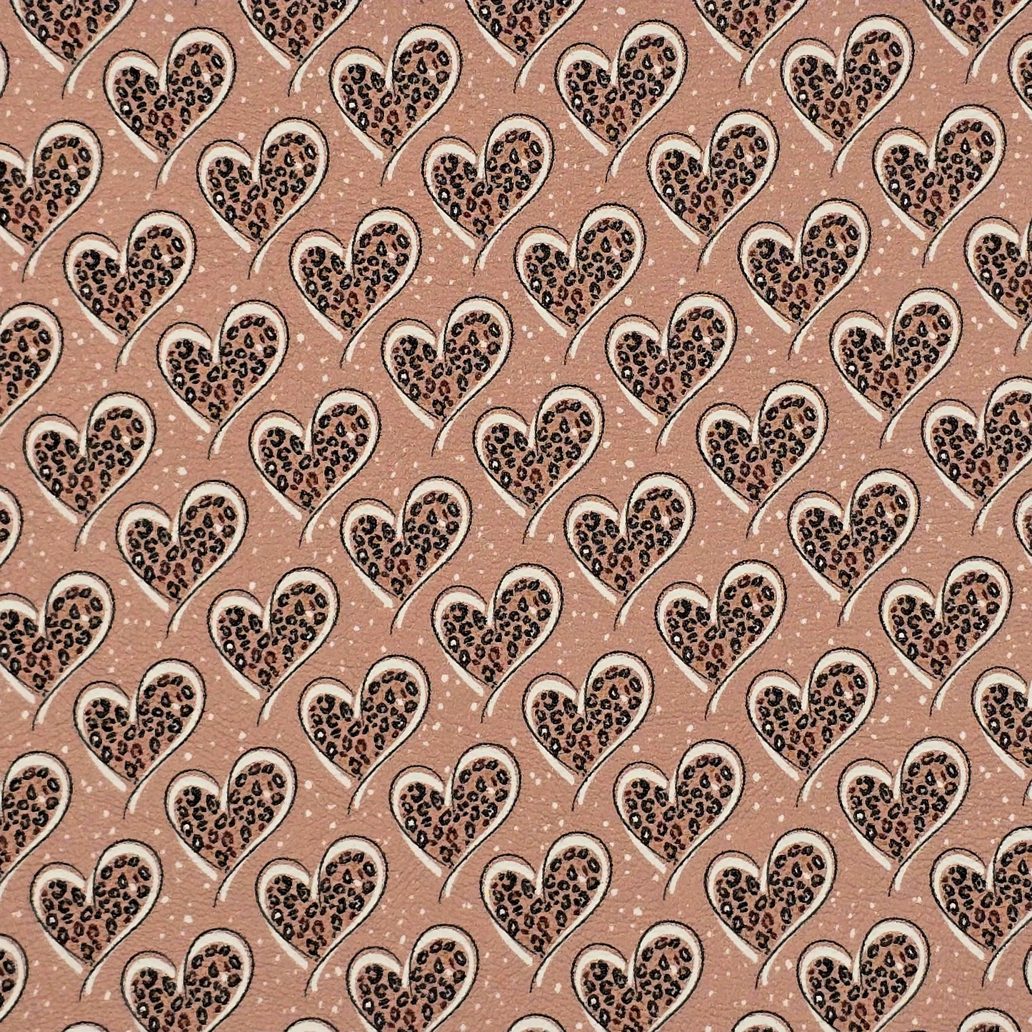 Leopard Hearts on Beige Artisan Leatherette