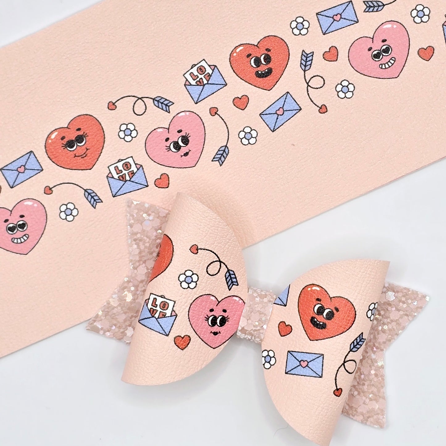 Kawaii Love Letters Leatherette Fabric Roll