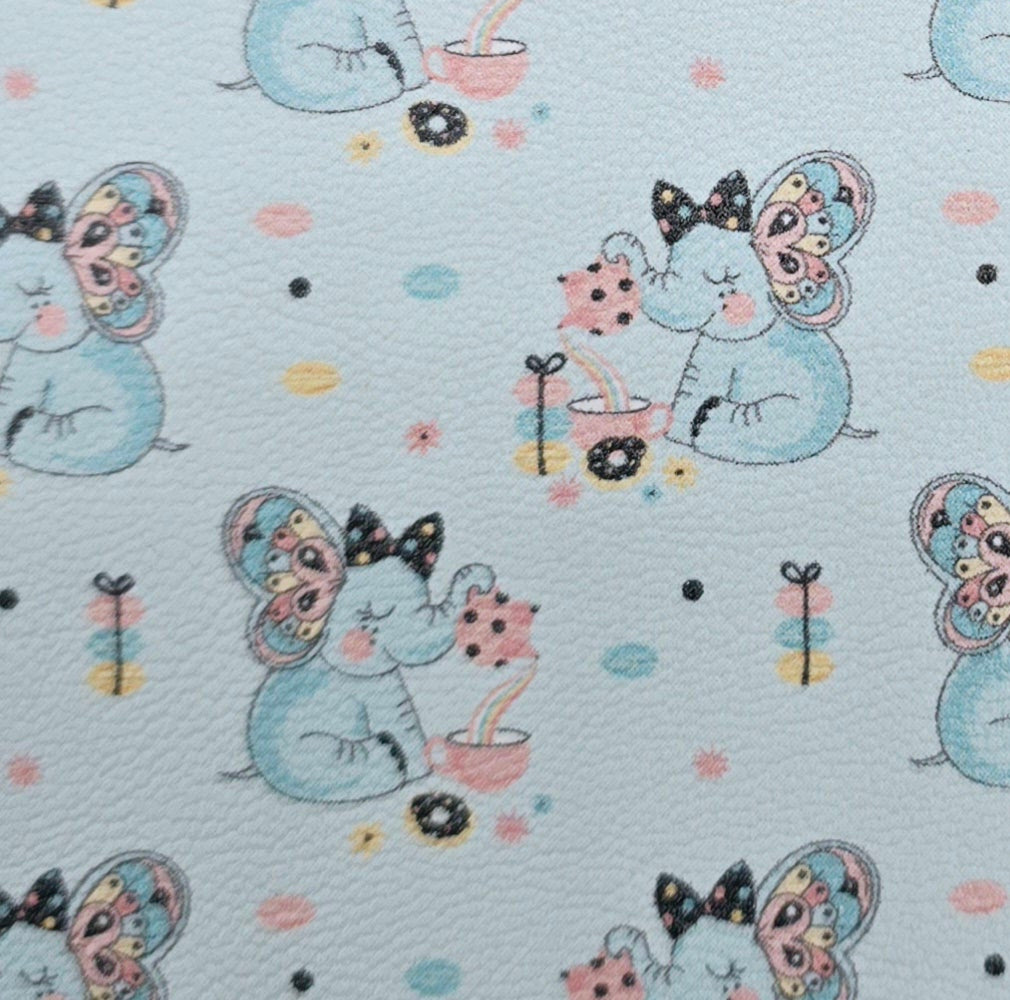 Baby Blue Elephants Artisan Leatherette