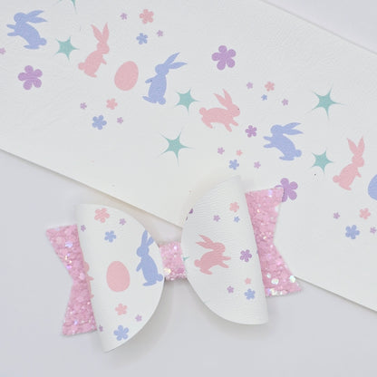 Pastel Bunnies Leatherette Fabric Roll