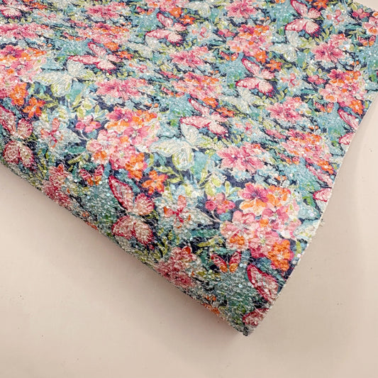 Preppy Butterfly Printed Chunky Glitter