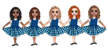 Personalised Leatherette Highland Dancer in blue Dolly Bow Loops