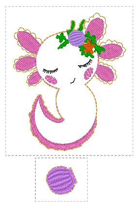 Axolotl Fur Baby  Embroidery File - Digital Embroidery File