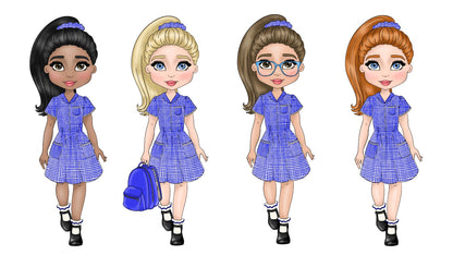 Personalised Leatherette Summer Blue Gingham School Girl Bow Loops