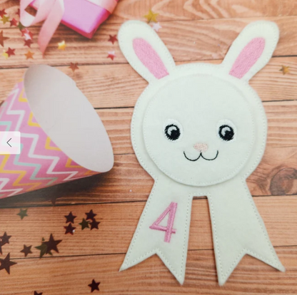 Bunny Birthday Badge - Digital Embroidery File