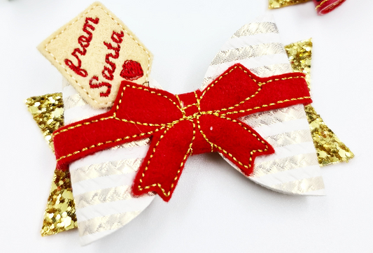 Christmas Gift tag and bow wrap  | Digital Embroidery File