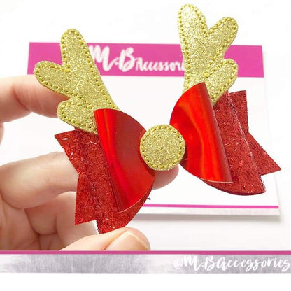 Glitter Reindeer Antler and Noses Felties / strip of 3