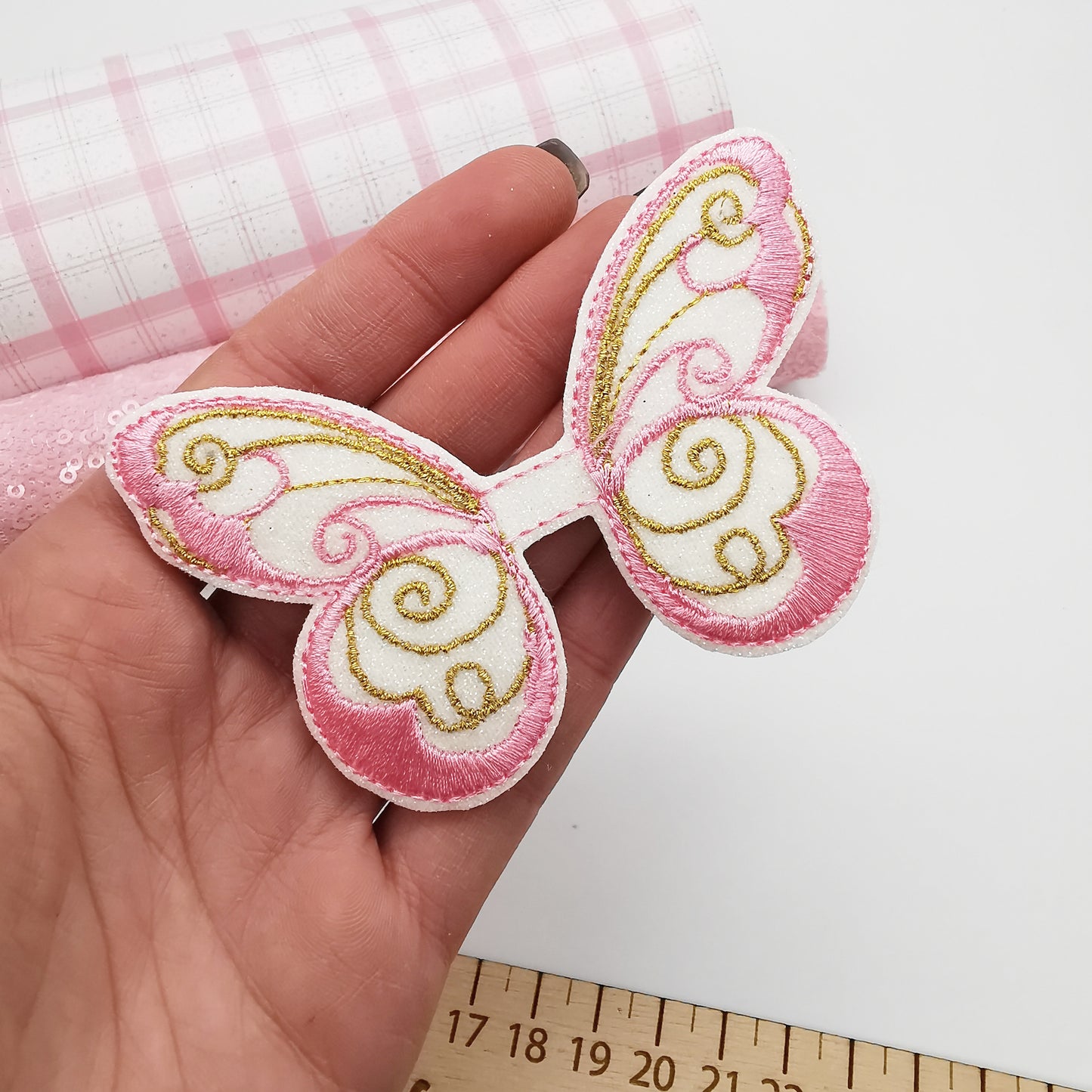 Elegant Butterfly Embroidered Glitter Top and Tails