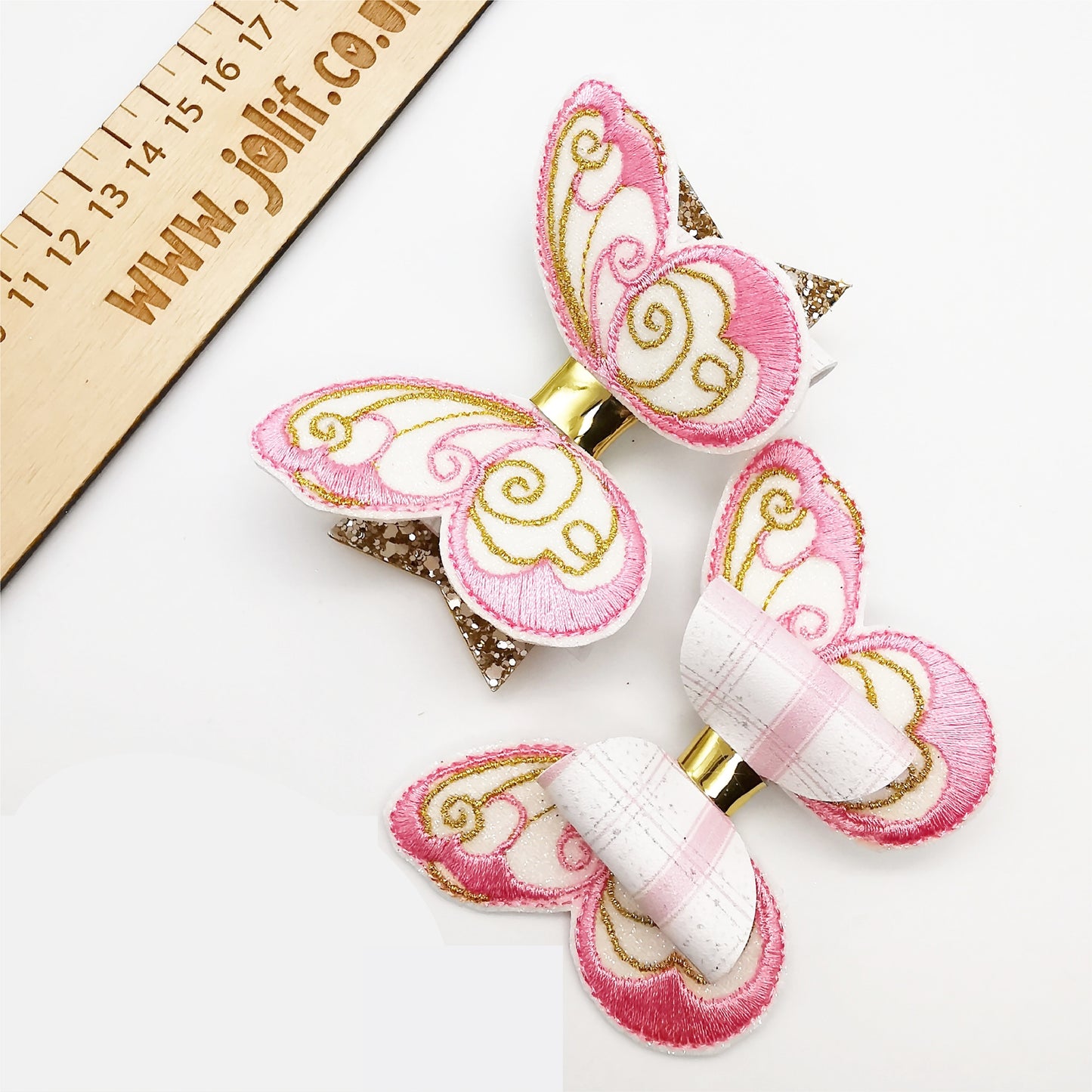 Elegant Butterfly Embroidered Glitter Top and Tails