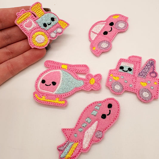 Kawaii Pink Vehicles / strip of 3