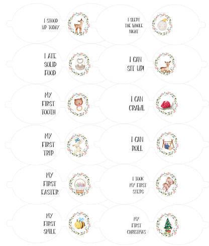 12 Babies Milestone Dinky Leatherette Bow Loops