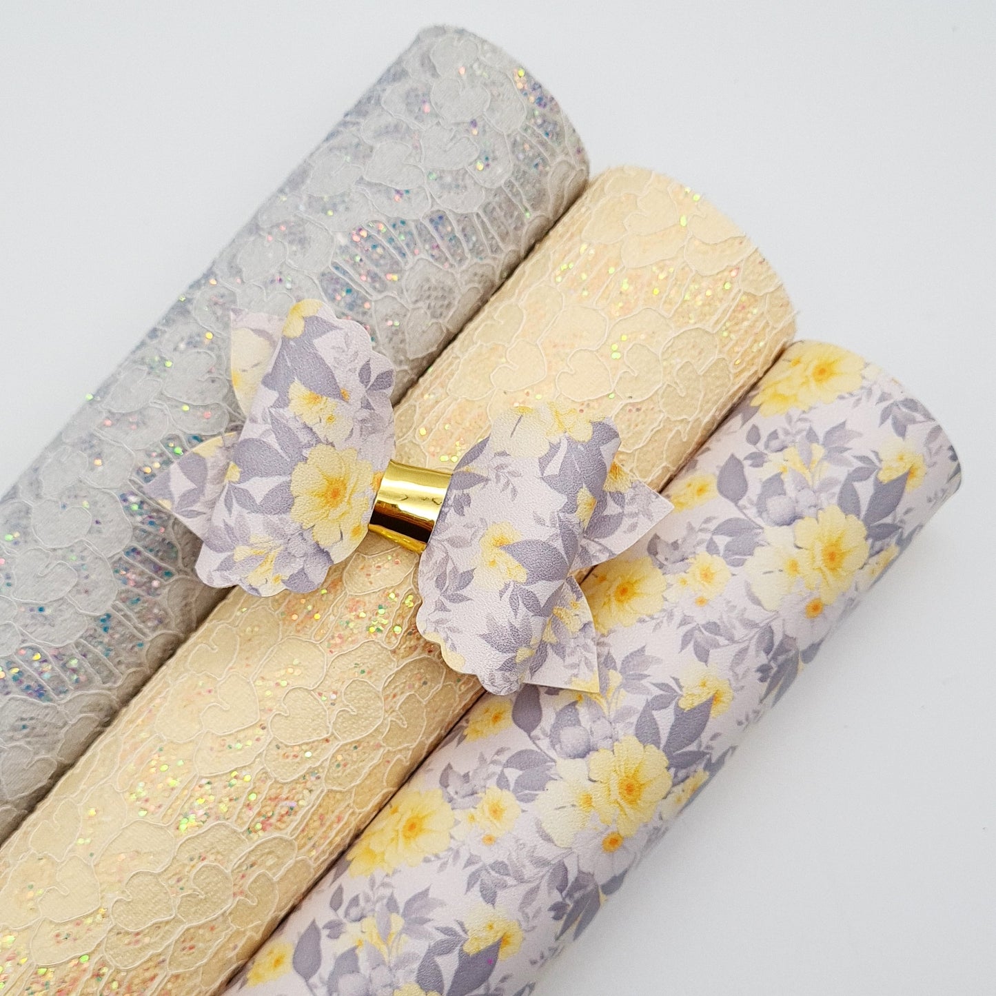 Lemon & Grey Floral Artisan Leatherette