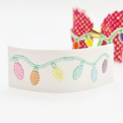 Christmas Lights Embroidered Bow Topper