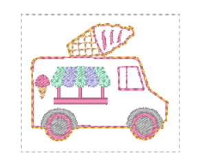 Ice cream van feltie in 2 sizes | Digital Embroidery File