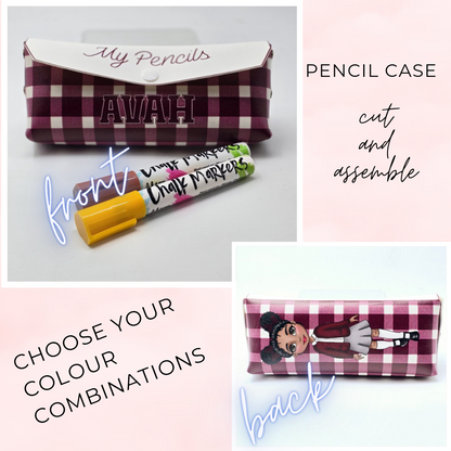 Personalised School pencil case Afro girl style