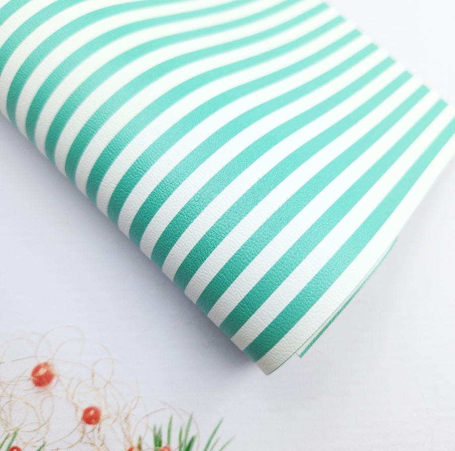 Minty Christmas Stripe Artisan Leatherette
