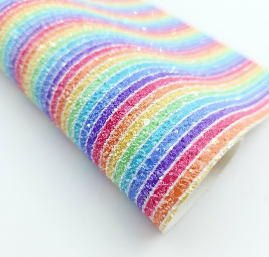 More Rainbow Stripe Printed Chunky Glitter