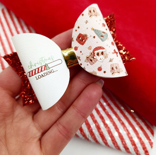 Christmas Loading Leatherette Bow Loops