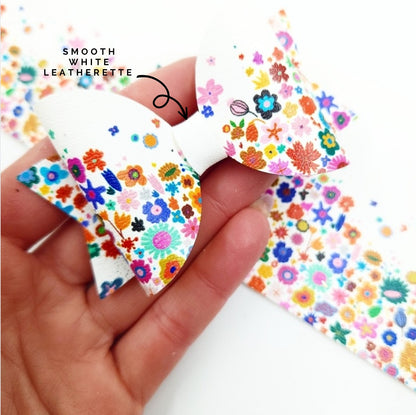 Rainbow Garden Border Leatherette Fabric Roll