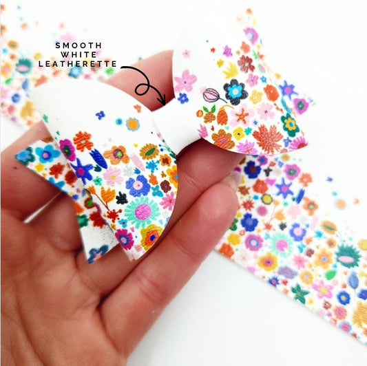 Rainbow Garden Border Leatherette Fabric Roll