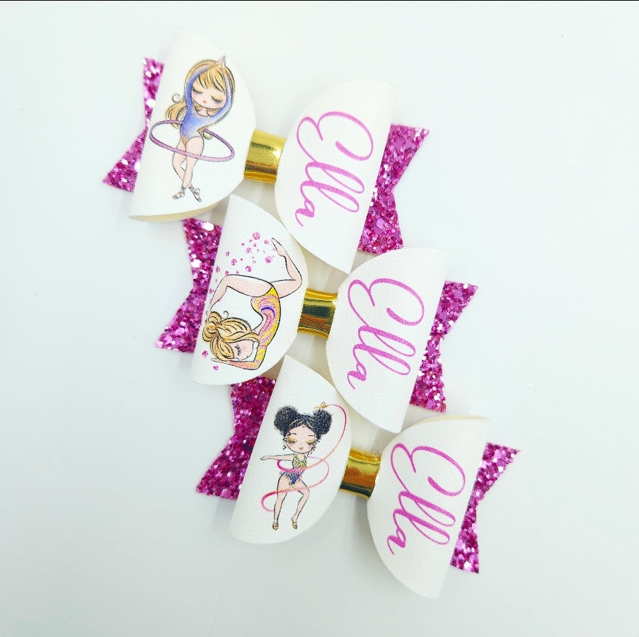 Personalised Gymnastics | Printed Leatherette Bow Loops