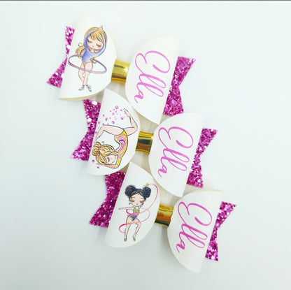 Personalised Gymnastics | Printed Leatherette Bow Loops