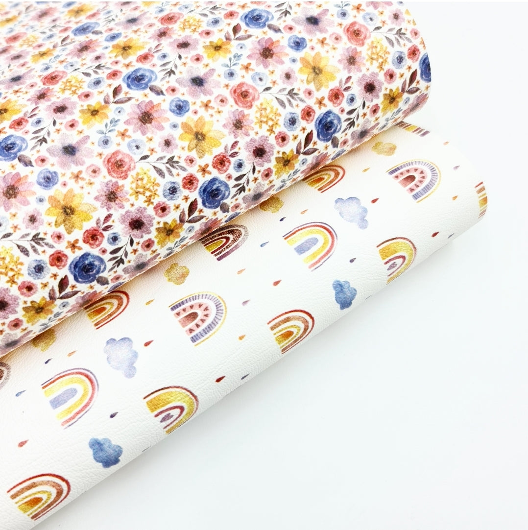 Rainbows & Multi Florals  Collection Artisan Leatherette