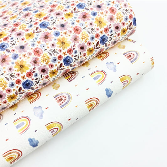Rainbows & Multi Florals  Collection Artisan Leatherette