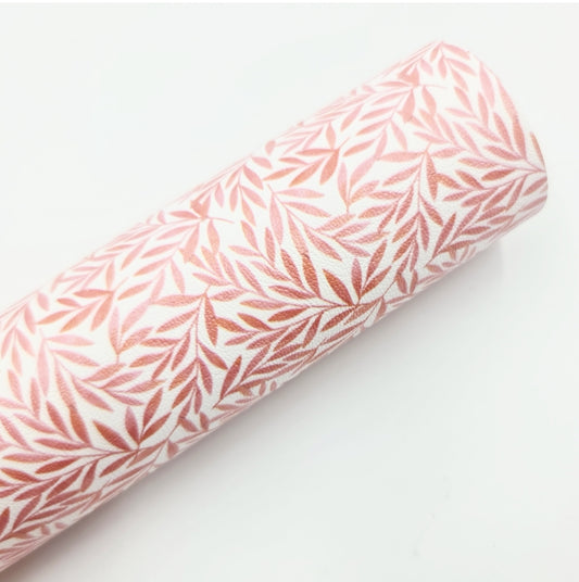 Peach Flora Leaves Artisan Leatherette