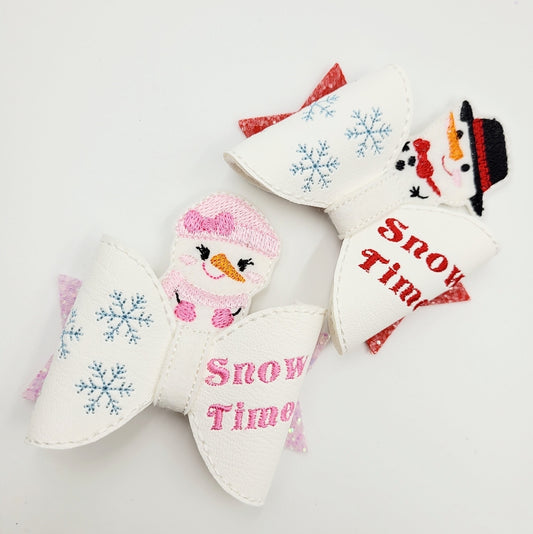 Snowman and girl Bow Peeker and Fold Your Own Bow