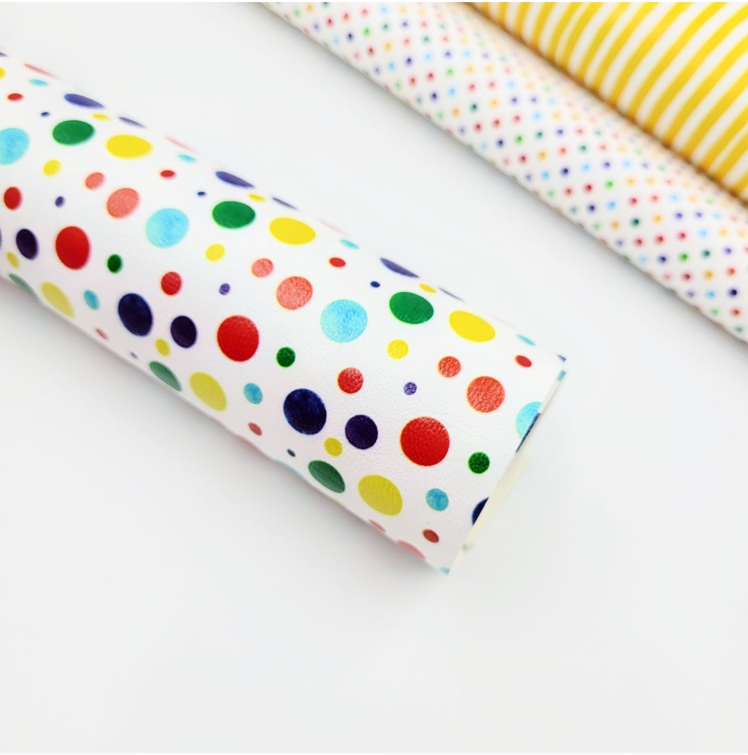 Random Rainbow Polka Dot Artisan Leatherette