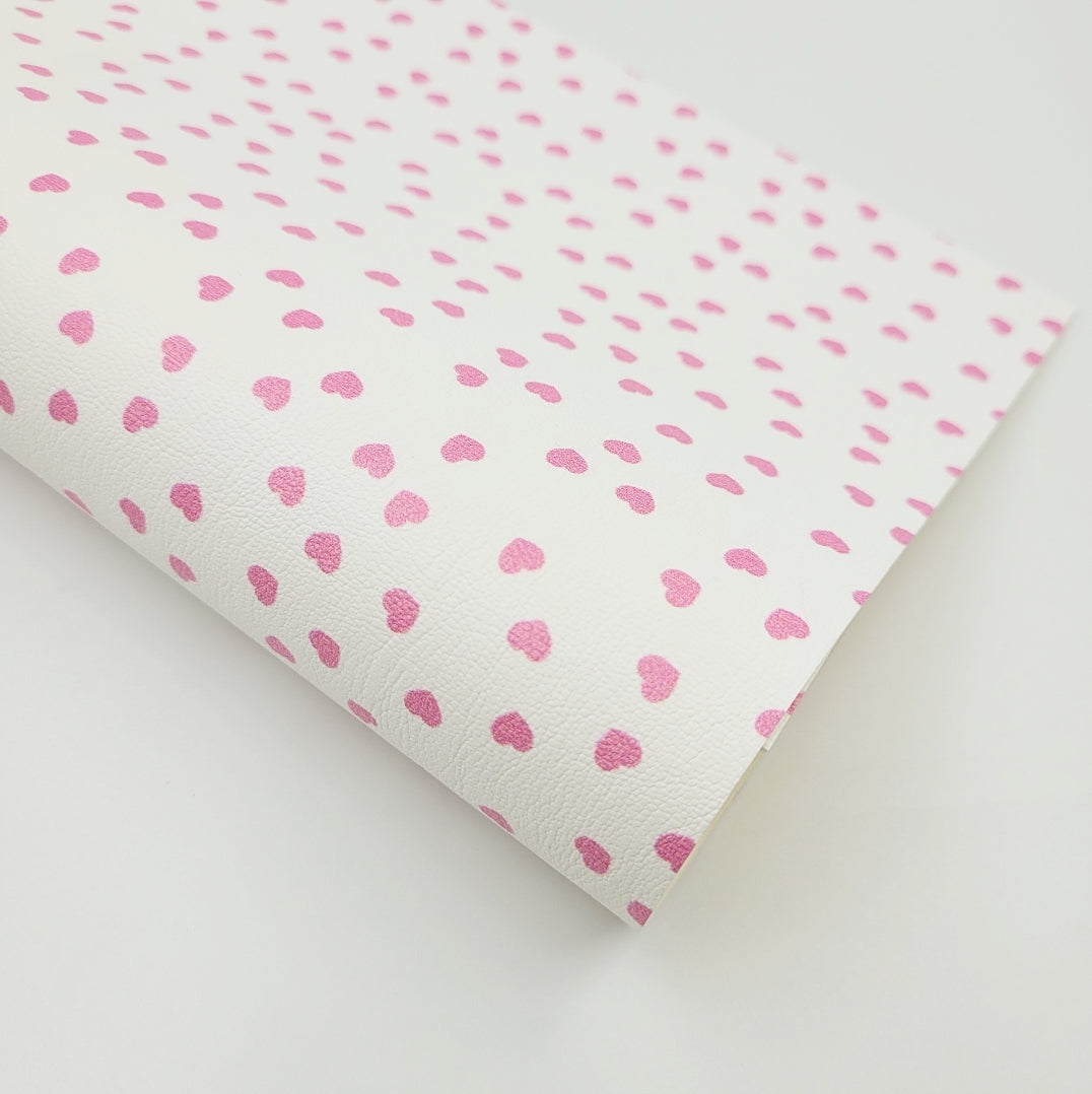 Scattered Hearts Pink Artisan Leatherette