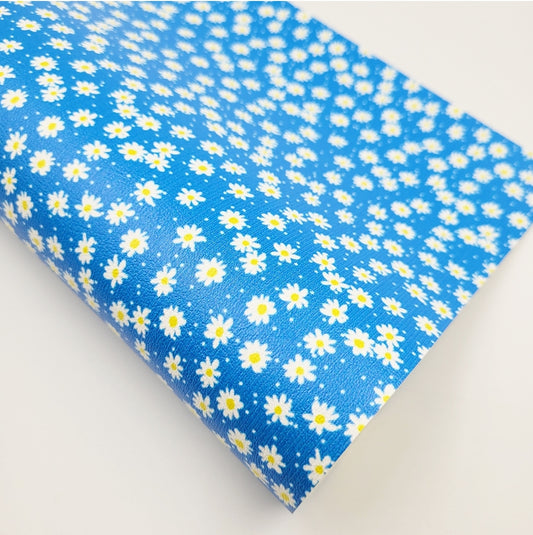 Daisies on Blue Artisan Leatherette