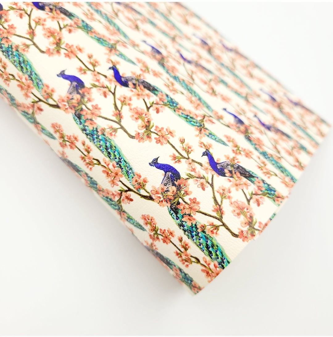 Peacocks on Blush Artisan Leatherette