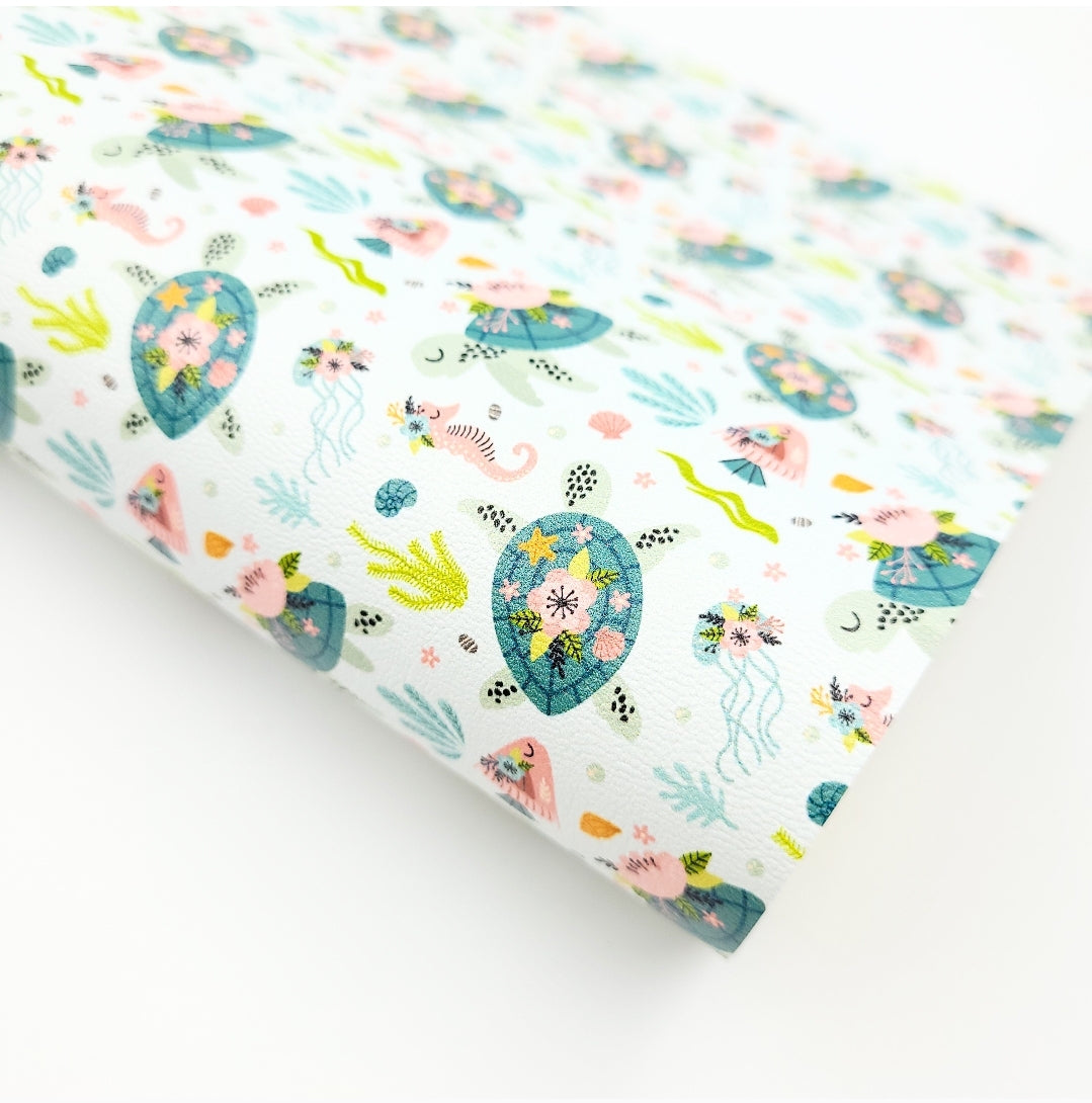 Floral Sea Turtle Artisan Leatherette