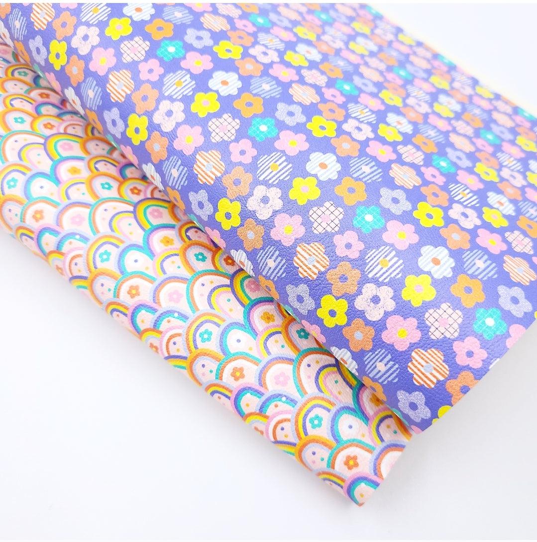 Whimsical Daisy & Rainbow Artisan Leatherette