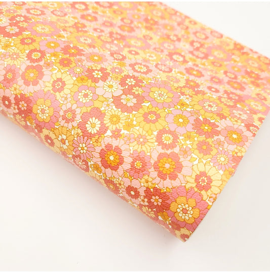 Raspberry Retro Blooms Artisan Leatherette