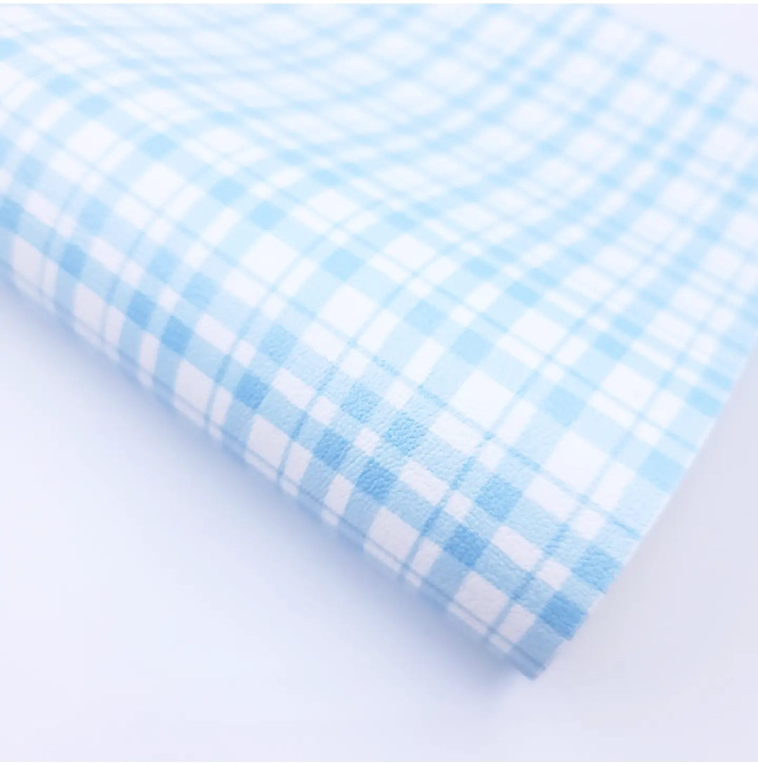 Baby Blue Plaid Artisan Leatherette