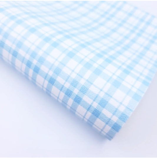 Baby Blue Plaid Artisan Leatherette