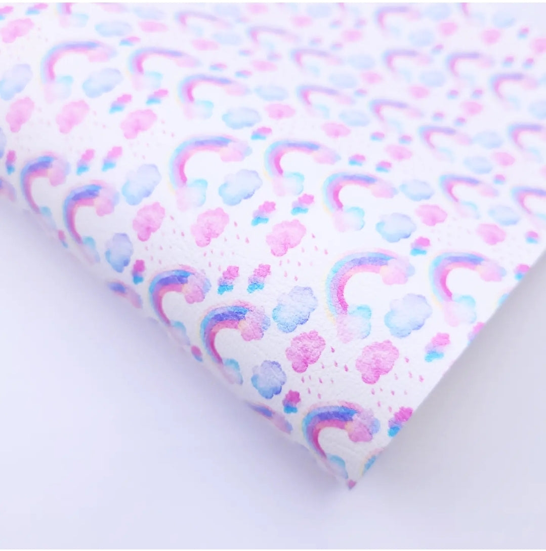 Lilac Pastel Rainbows & Clouds Artisan Leatherette